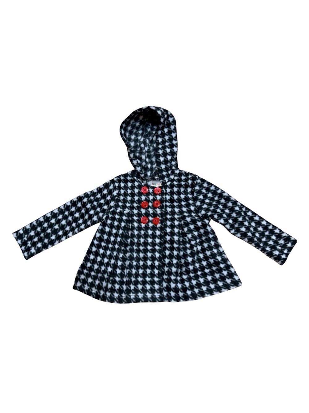 Kidgets 18M Black White Houndstooth Hooded Fleece Jacket Toddler Outerwear